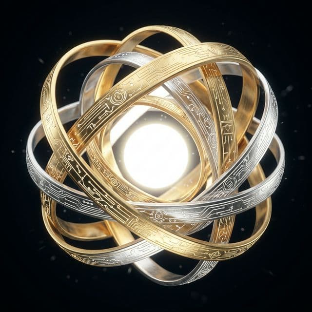 Abstract visualization of interlocking rings representing a secure bond of trust