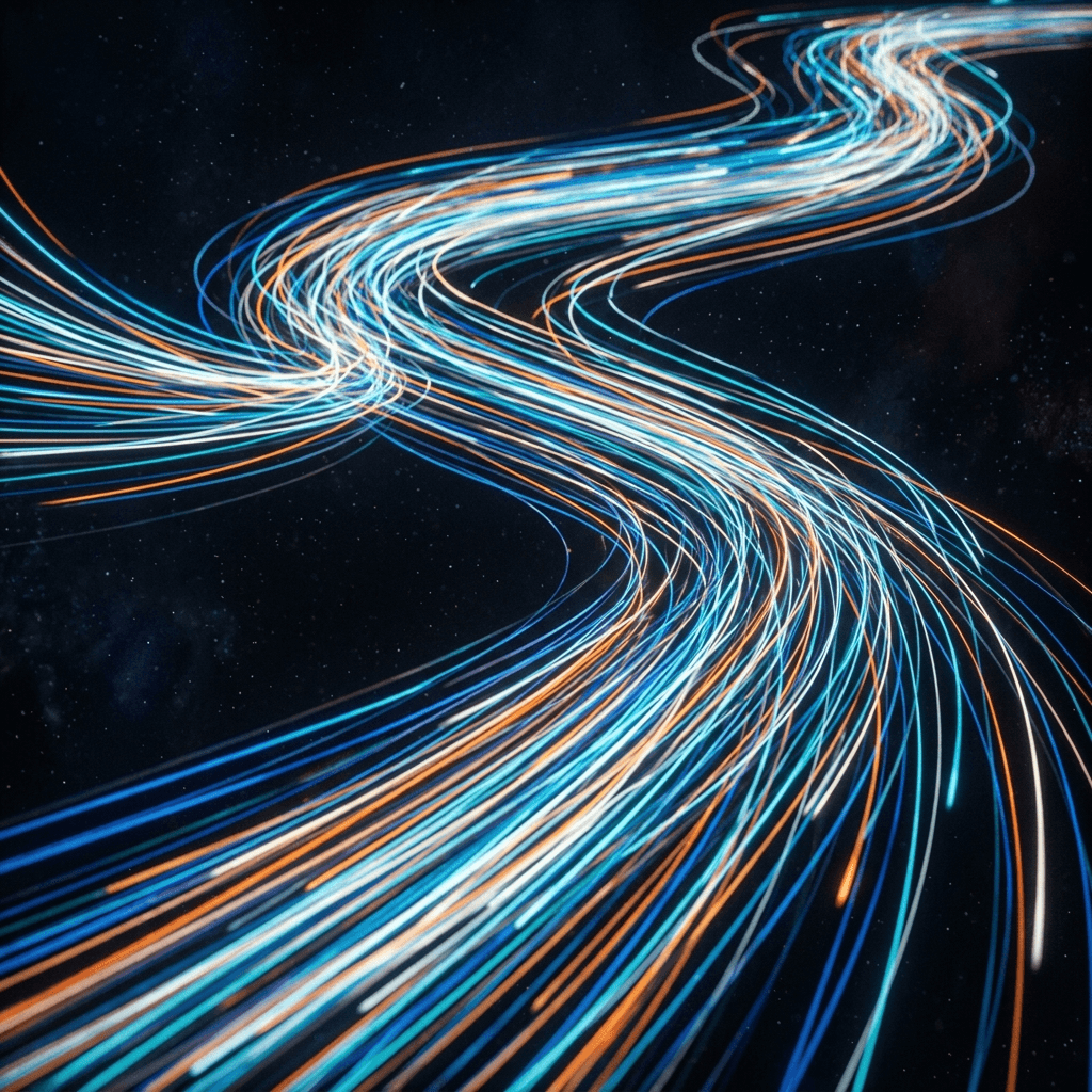 Abstract visual of high-velocity fiber optic light streaks representing zero-friction speed to lead.