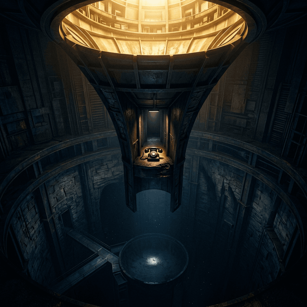 Abstract architectural visualization of a revenue funnel draining to near-empty — representing the 40 percent booking leak in medical aesthetics practices