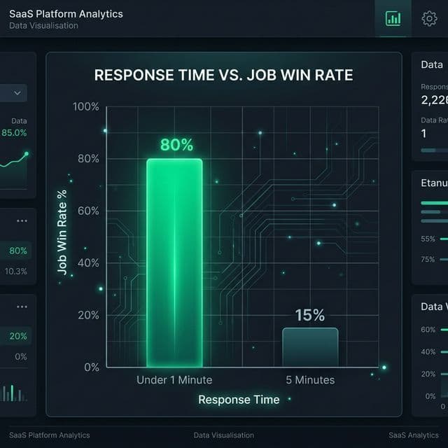 Technical chart showing 80% job win rate for sub-60 second response