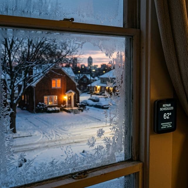 The Frosty Bottleneck: A snowy Indianapolis morning where slow intake means lost heat.