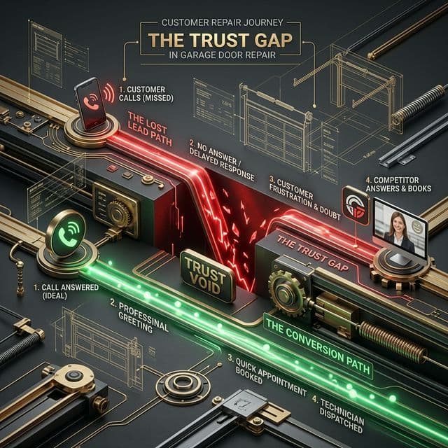 Garage Door Repair Trust Gap Analysis - Competitor Booking Path