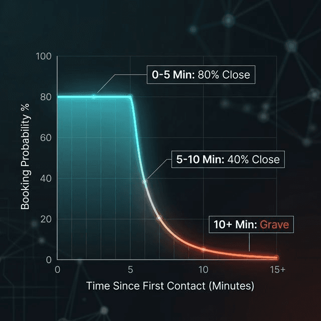 Technical: Revenue decay curve — the compounding cost of every second a lead waits without resolution