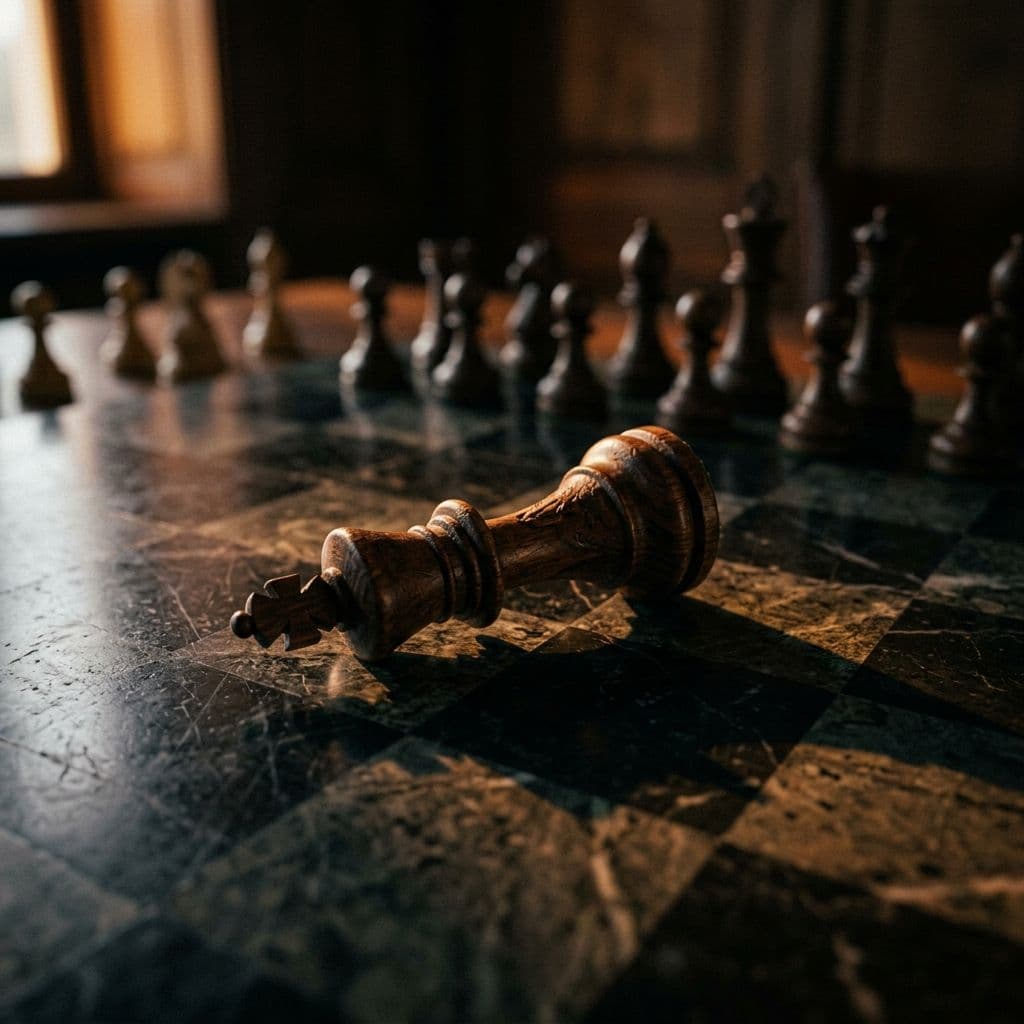 Fallen chess king on dark marble board — representing an honest assessment of AI limitations for service businesses