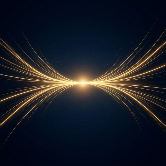 Abstract golden light streams converging into a single point, representing infinite intake concurrency for law firms