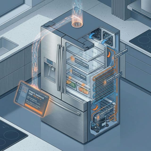 3D isometric refrigerator diagnostic sensor overlay