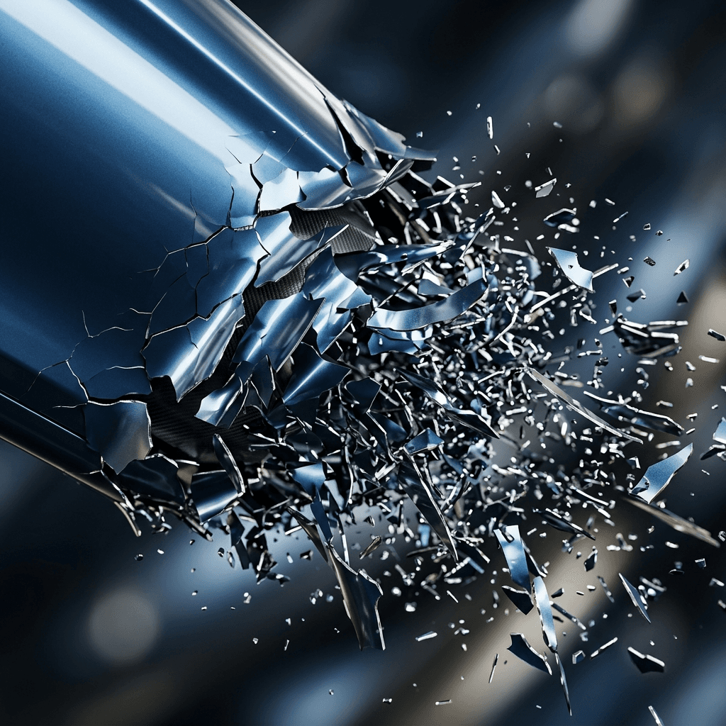 Abstract 3D render of premium metallic automotive paint violently peeling representing the breakdown of the post-estimate follow-up process.