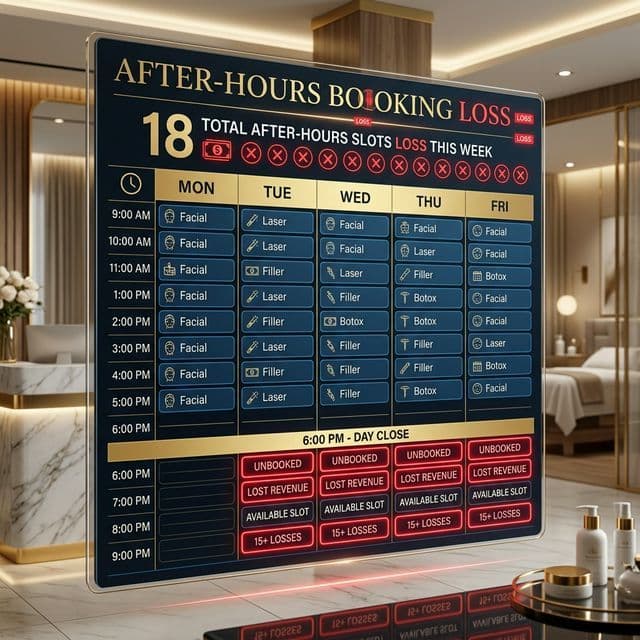 Med Spa After-Hours Revenue Leak Dashboard - Unbooked Appointment Analysis