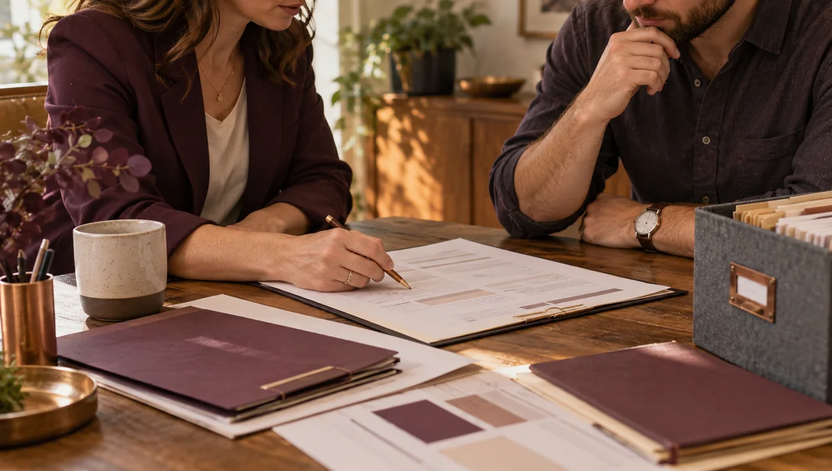 An accounting proposal being reviewed beside additional folders and records for an Ignition vs GoProposal scope decision.