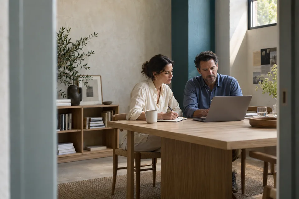 Two colleagues reviewing a customer’s next step together.