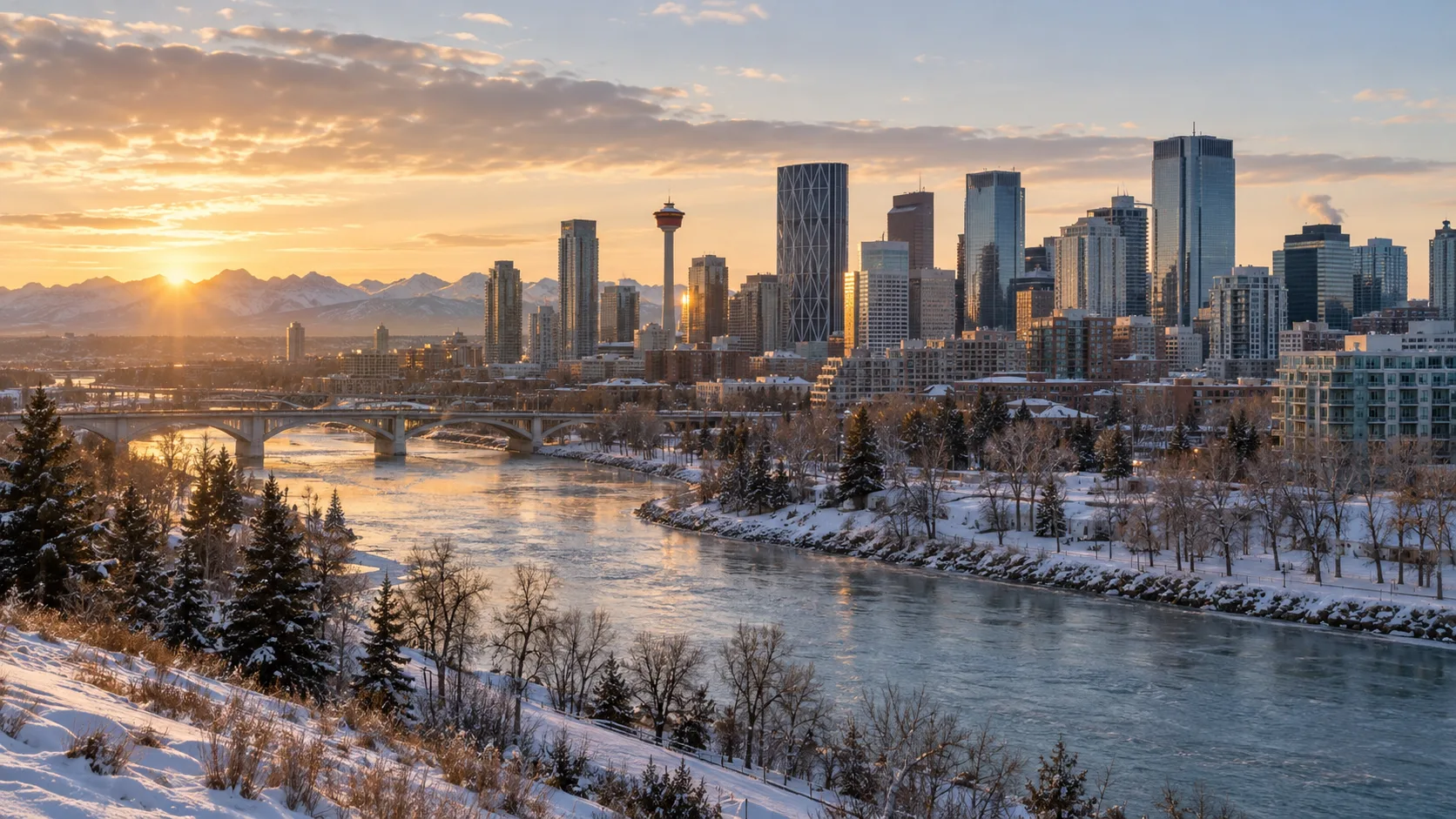 Calgary Bow River and downtown skyline, original service-area image by The Quiet Protocol