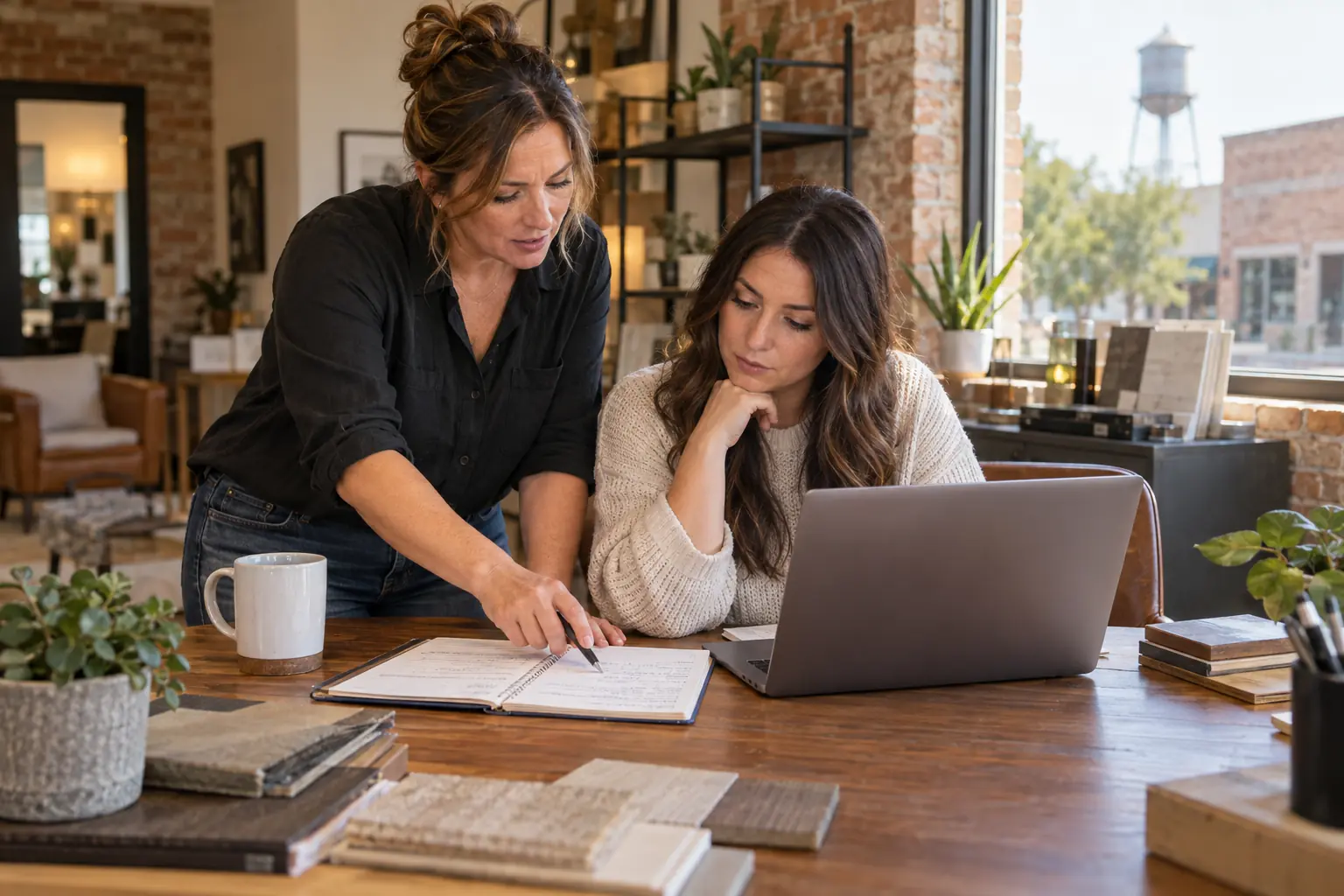 Service business owners reviewing new customer inquiries and response responsibilities