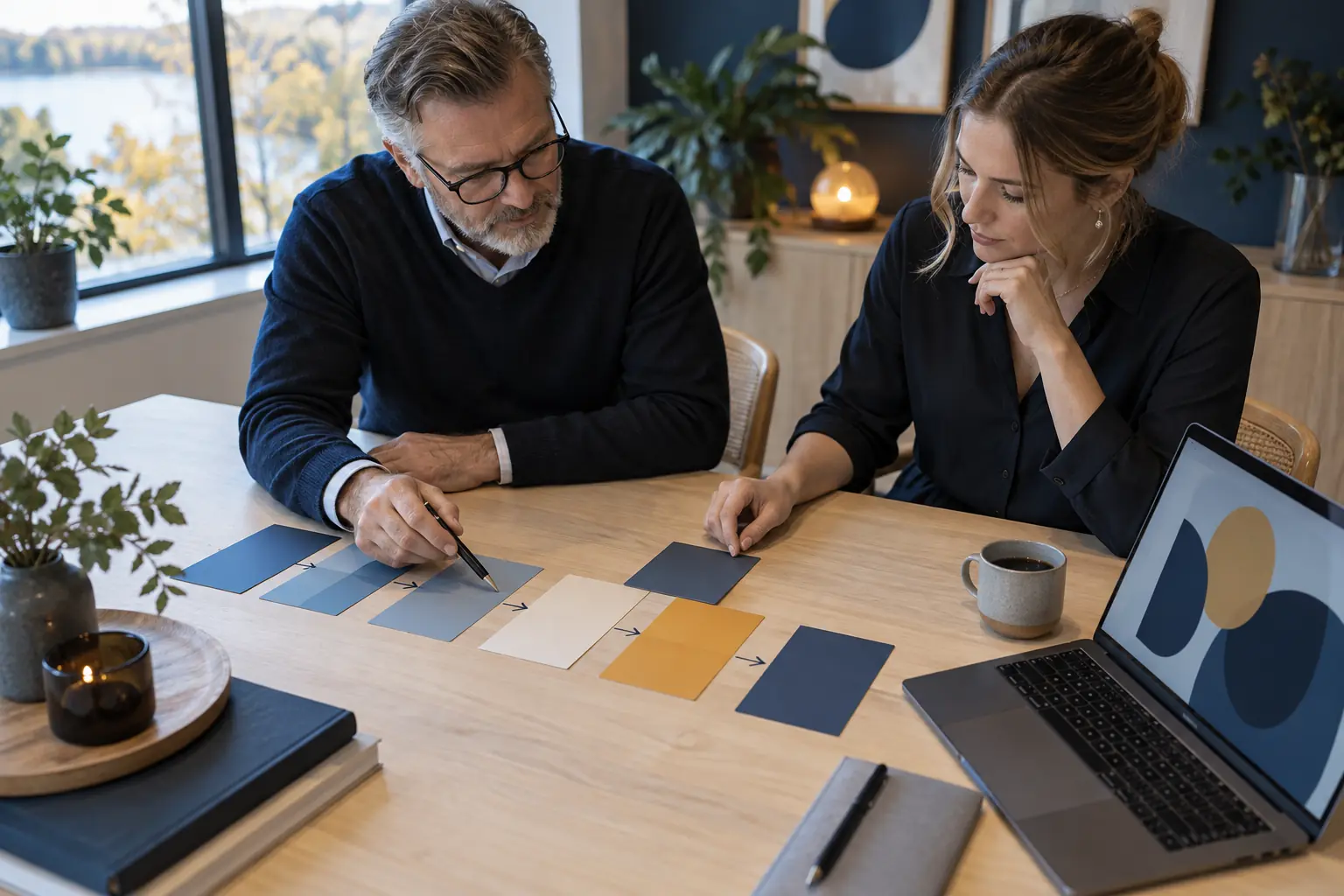 Chanhassen service business owner and colleague mapping a client engagement