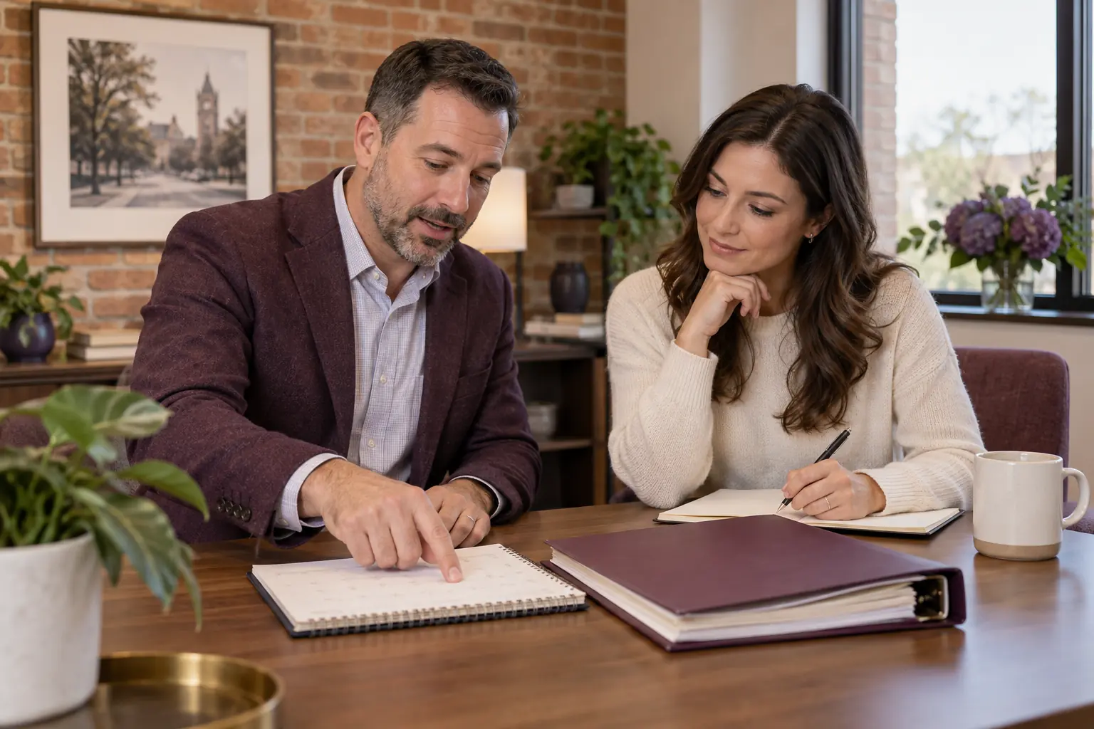 Downers Grove-area business colleagues comparing appointment and proposal paths