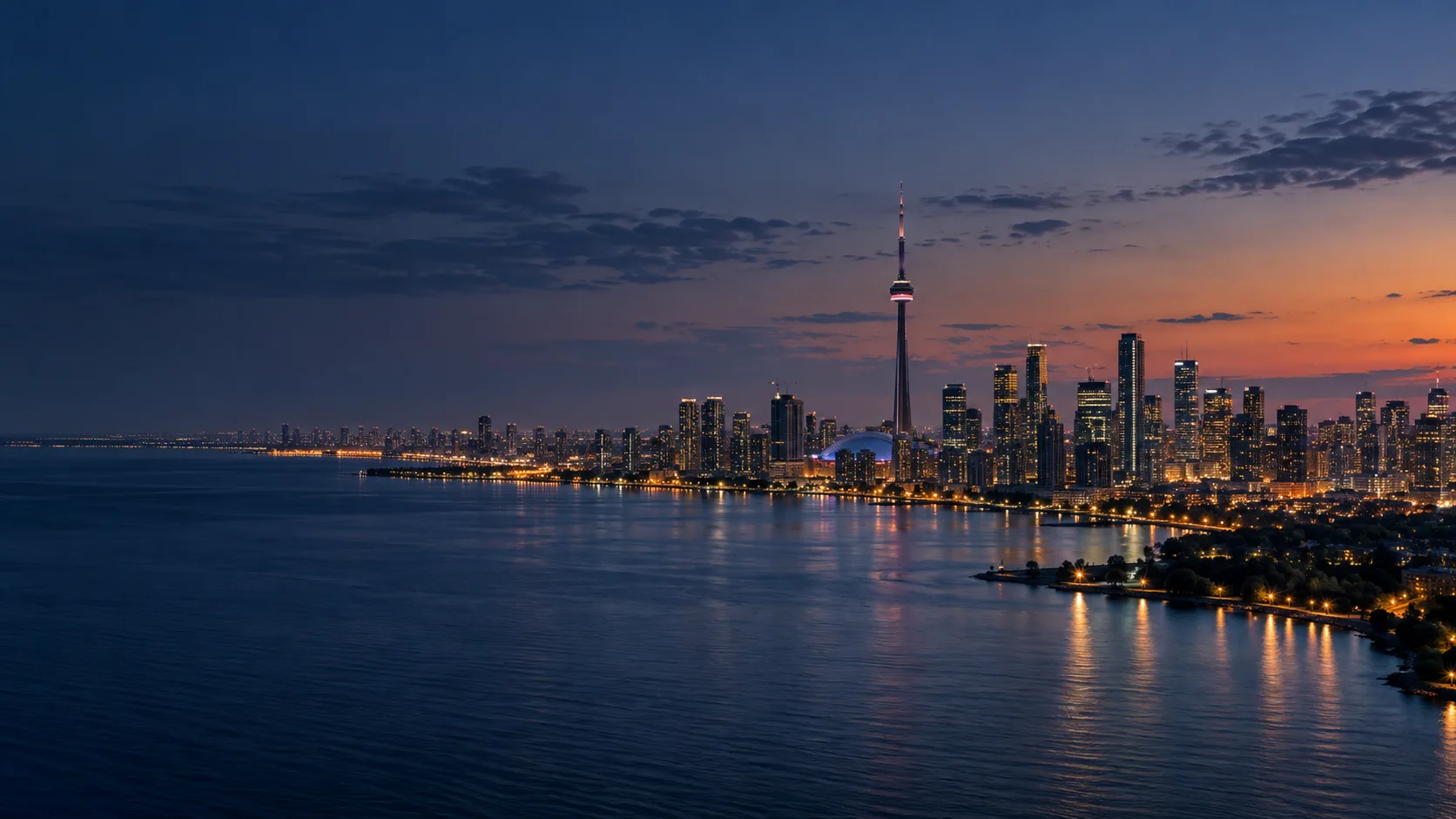 Greater Toronto Area lakeshore at dawn, original Canadian market image by The Quiet Protocol