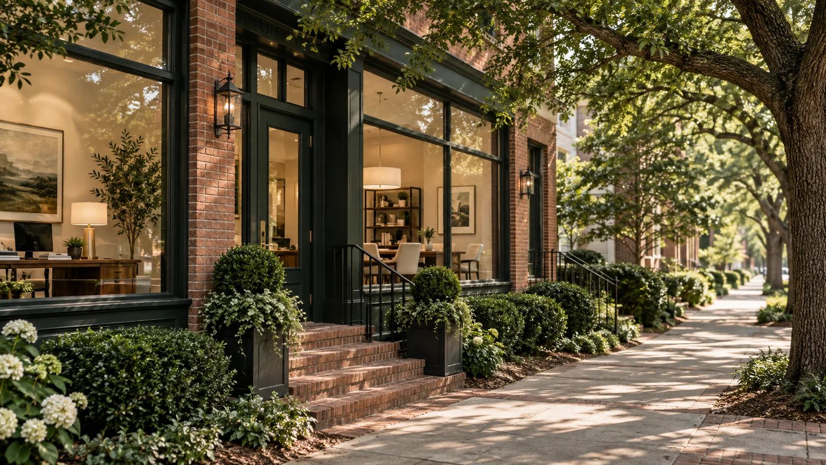 Raleigh professional business office beneath an oak canopy, original image by The Quiet Protocol