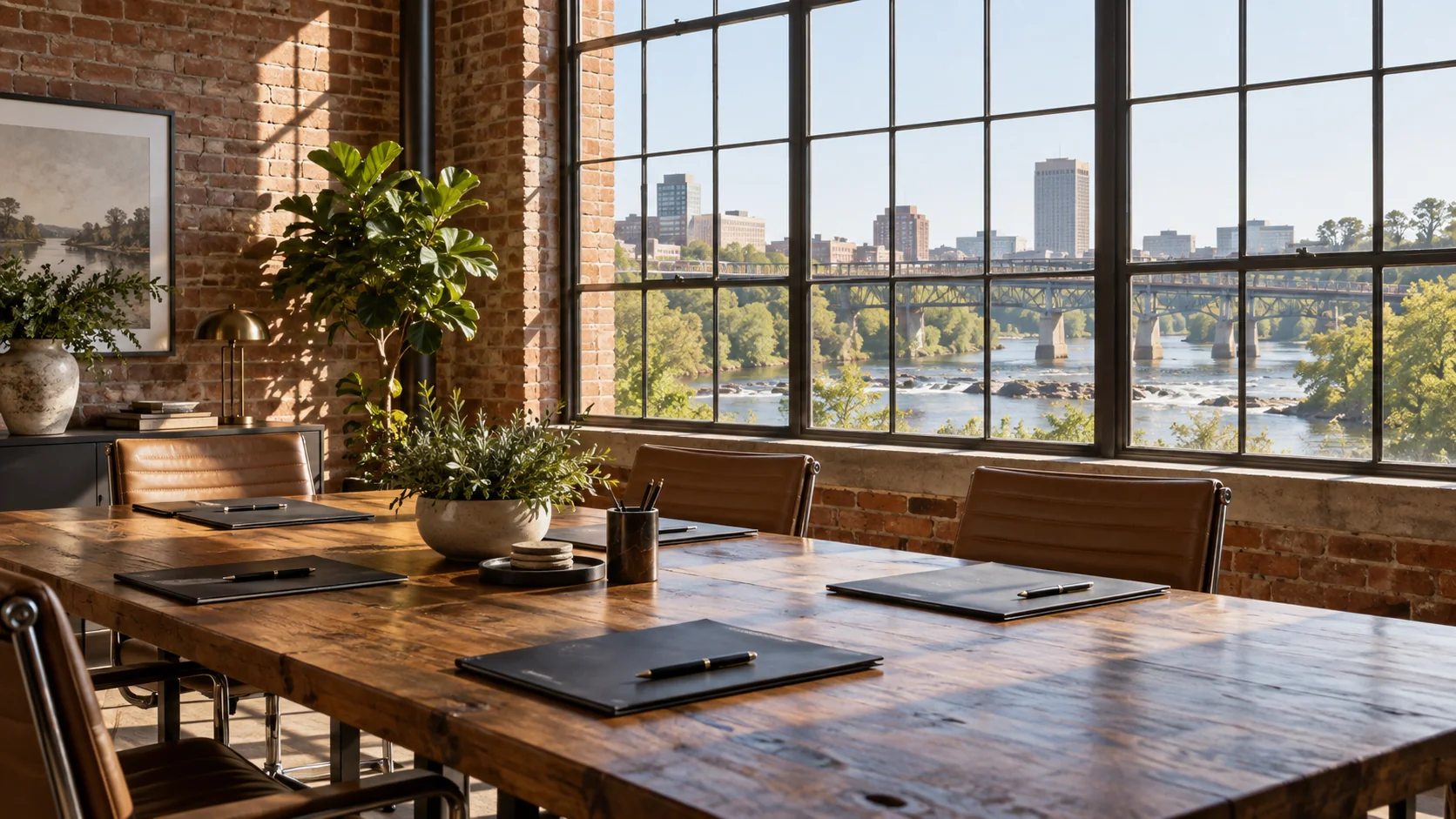 Richmond, Virginia small-business office with James River view, original image by The Quiet Protocol