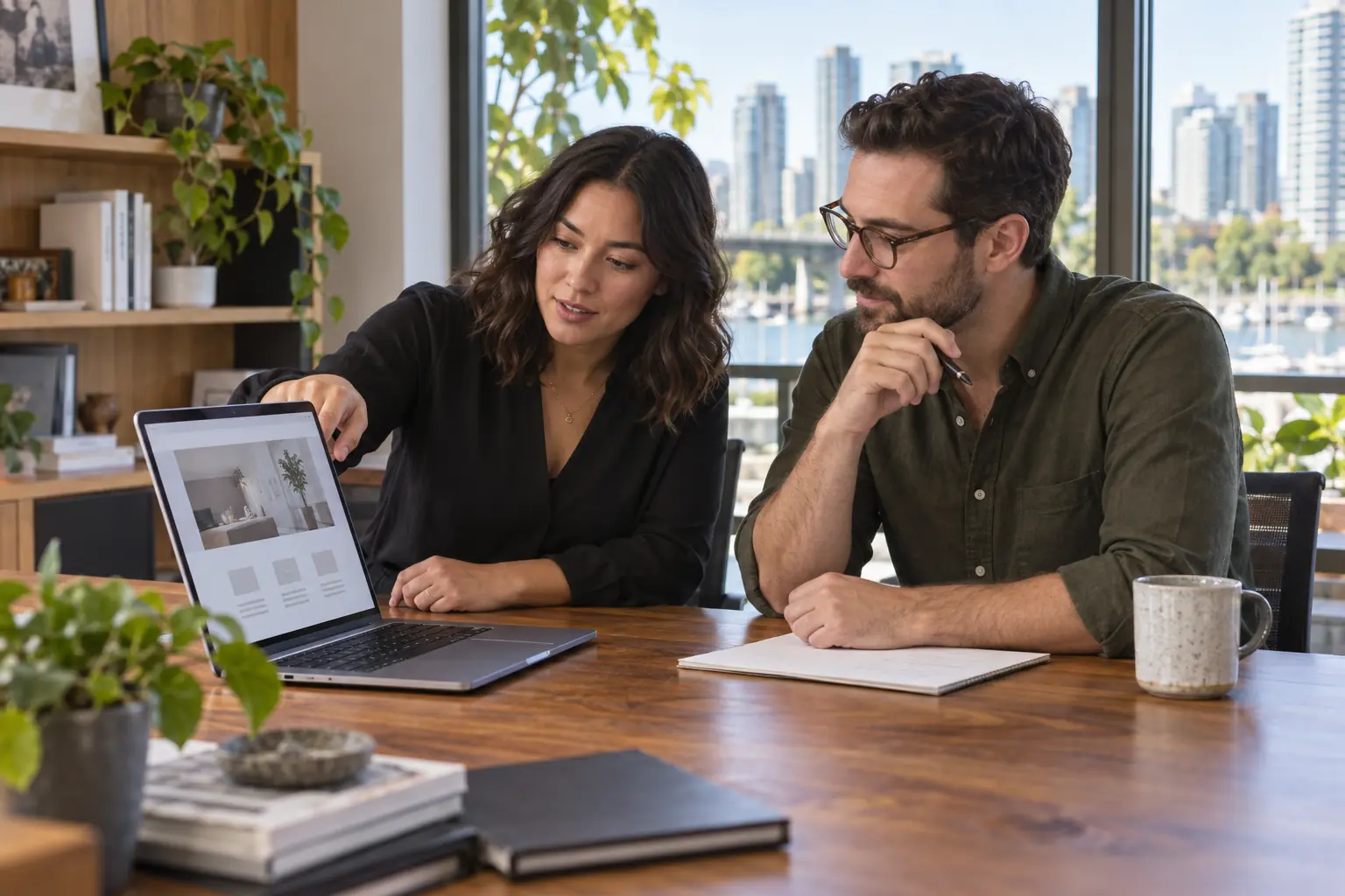 Vancouver professional service owners reviewing a website with a colleague