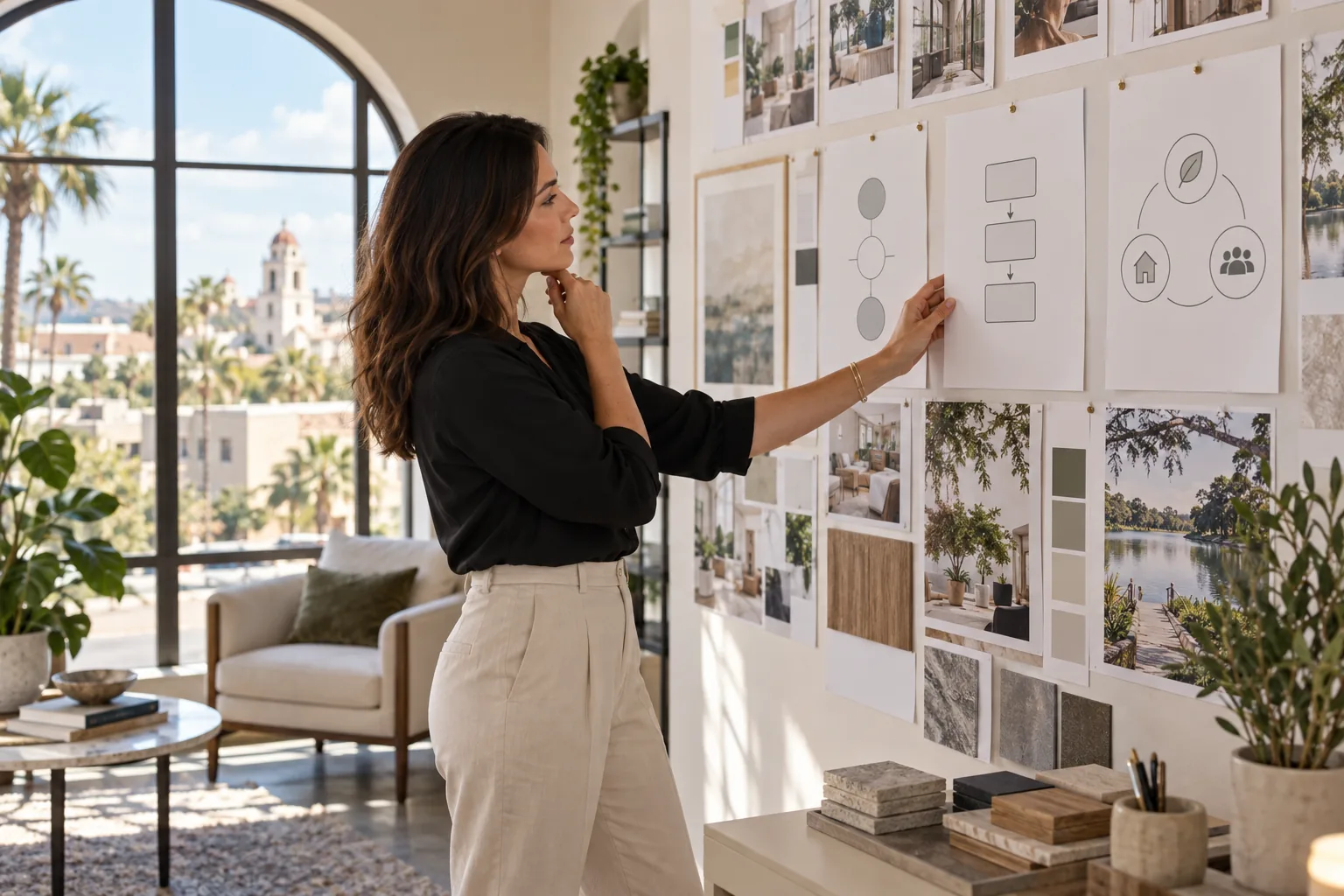 Independent Winter Park business owner reviewing project work and the steps of her service